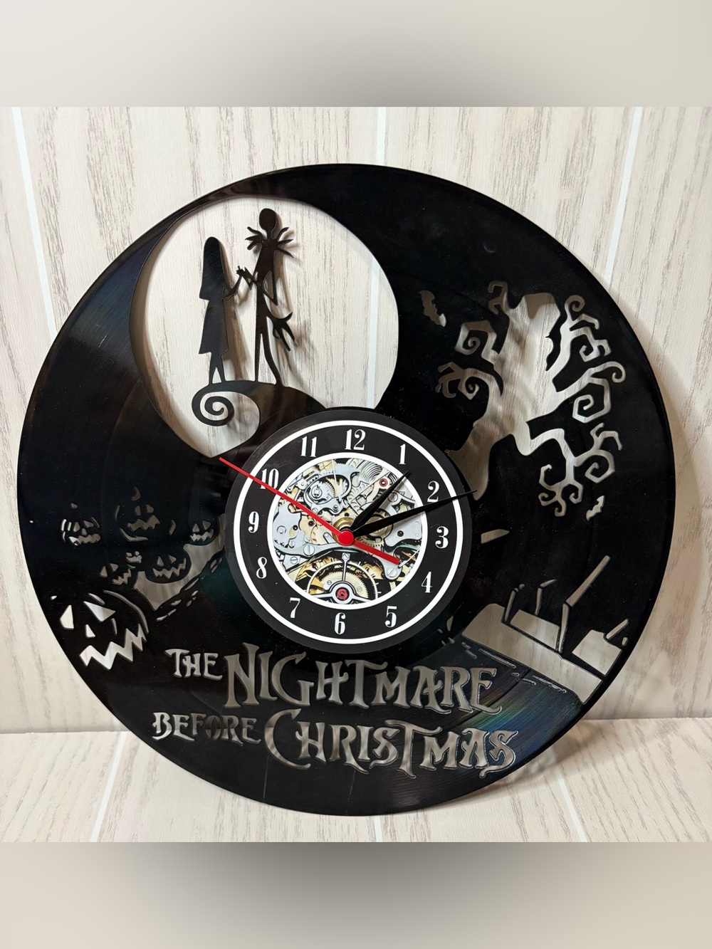 The Nightmare Before Christmas vinyl record clock